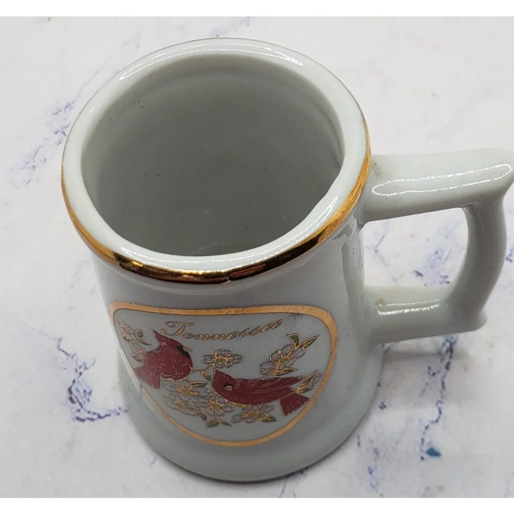 Tennessee Souvenir 24k Gold Rimmed Mini Mug Toothpick Holder Ceramic Shot Glass